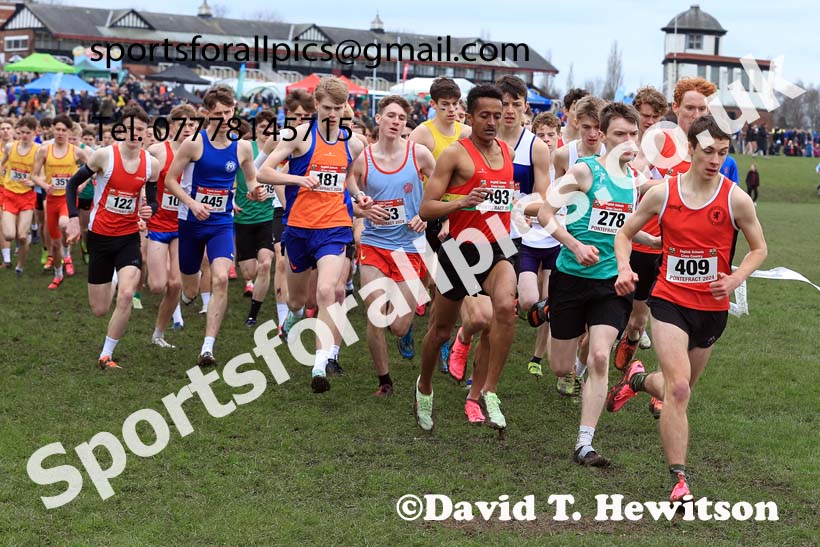 Senior Boys 2024 English Schools Cross Country Champs., Pontefract, March 16th.  Photo: David T. Hewitson/Sports for All Pics